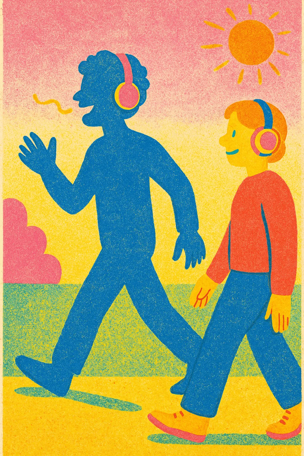 Illustration zur Shadowing-Technik beim Sprachenlernen