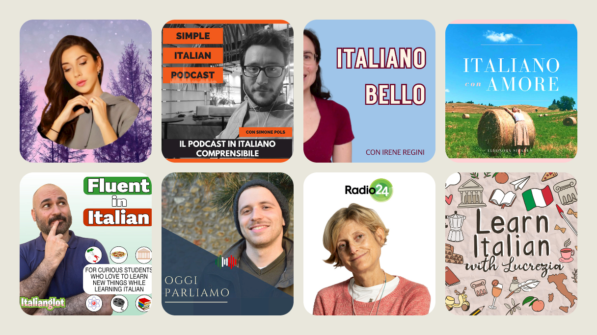 Une mosaïque de pochettes et d'affiches des podcasts et chaînes YouTube recommandés dans cette sélection.