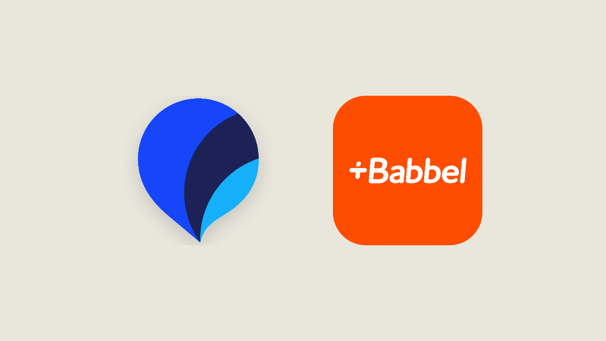 The Pimsleur and Babbel app icons side by side.