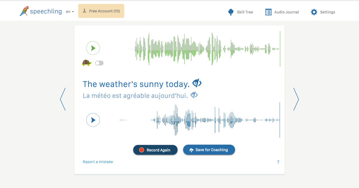 Speechling website preview